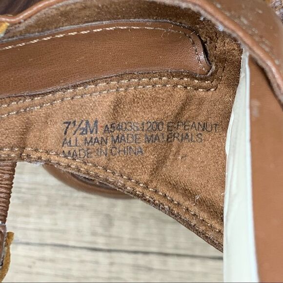 ETIENNE AIGNER E-Peanut Wedge Zip Up Strappy Sandals Shoes Brown Women's 7.5M - Picture 10 of 10